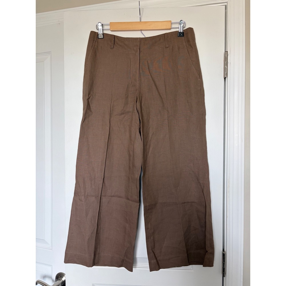 Madison Studio 100% Linen Wide Leg Trousers Brown Size 6